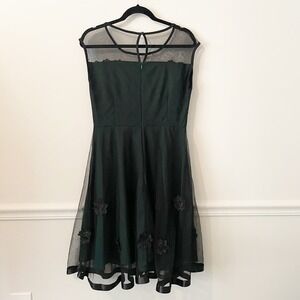 Y2K Fit‎ Flare Floral Mesh Dress Green Sz L Fairy Grunge Goth Whimsigoth HOCO